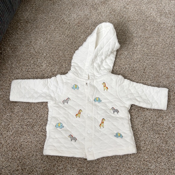 Little Me Quilted Baby Sweater White embroidered animals size 0-3 months - Picture 2 of 8